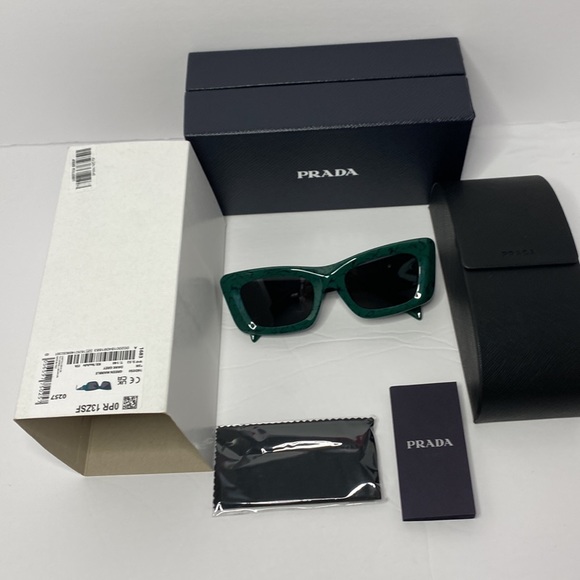 New- Prada PR13ZSF Green Marble Dark Grey Sunglasses - Picture 5 of 17